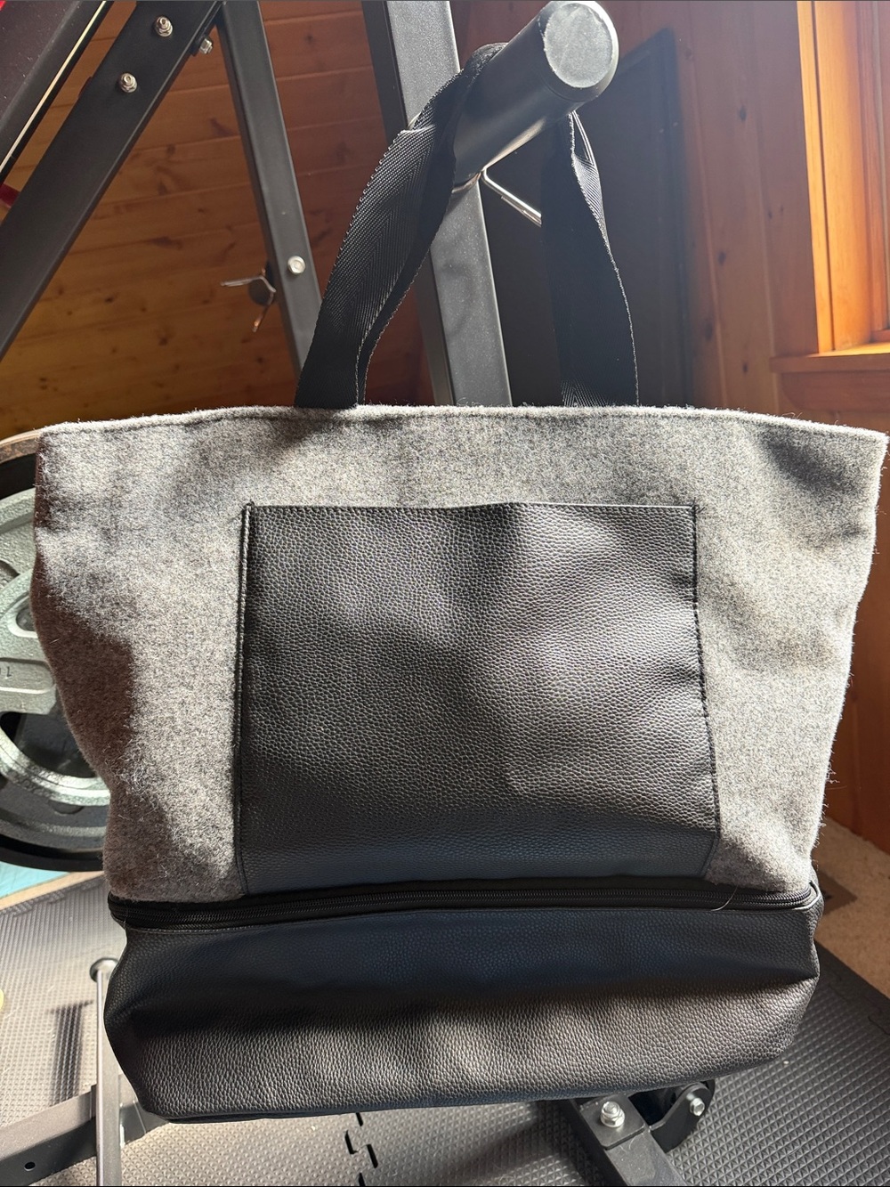 DSW Gray and Black Tote Bag with Front Pocket